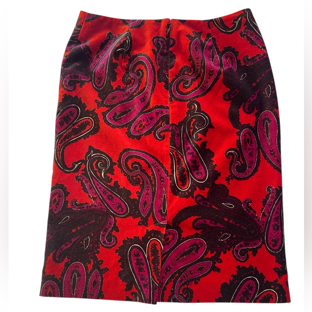 Talbots Paisley Velvet Texture Pencil Skirt Size 2 - Picture 2 of 9